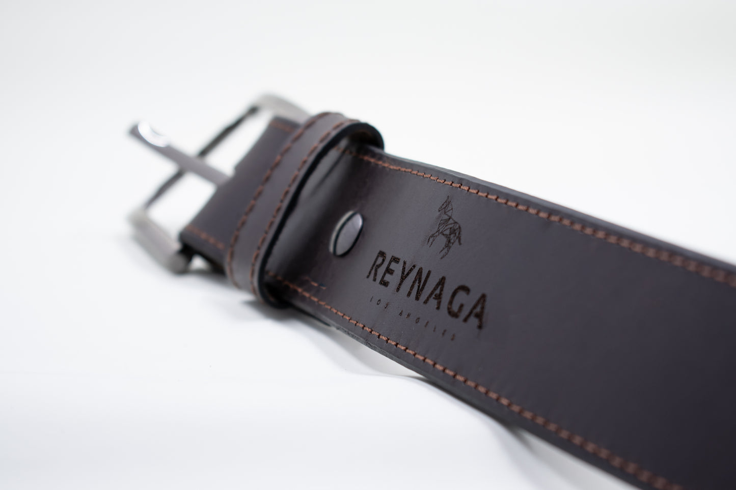 Reynaga Stitched Dark Brown Belt with Zipper