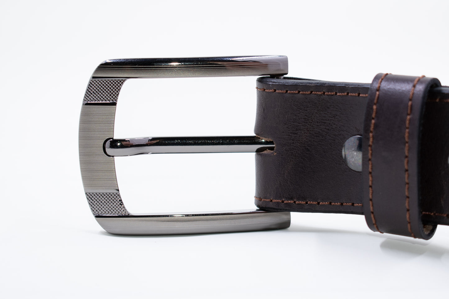 Reynaga Stitched Dark Brown Belt with Zipper