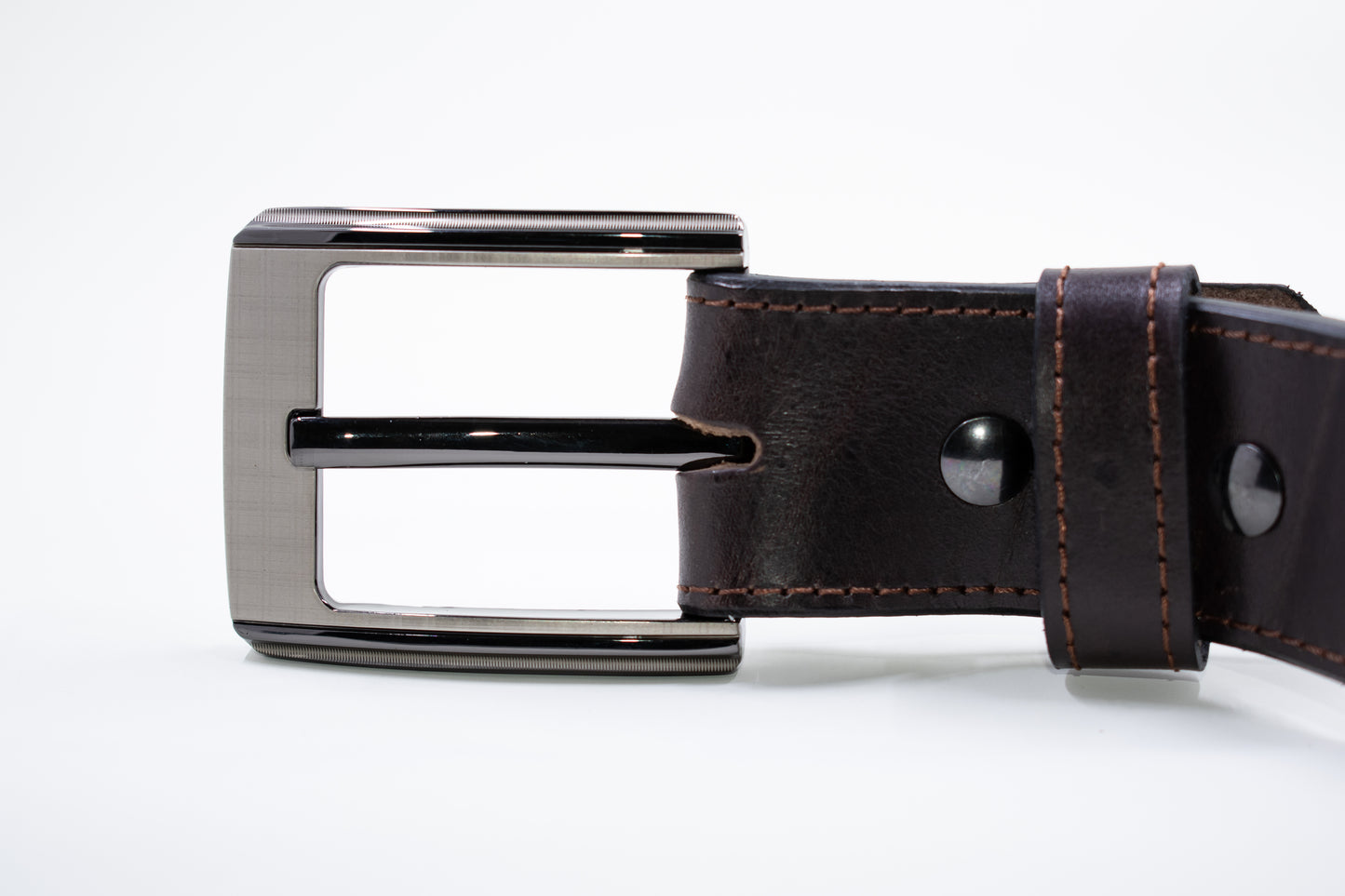 Reynaga Stitched Dark Brown Belt with Zipper