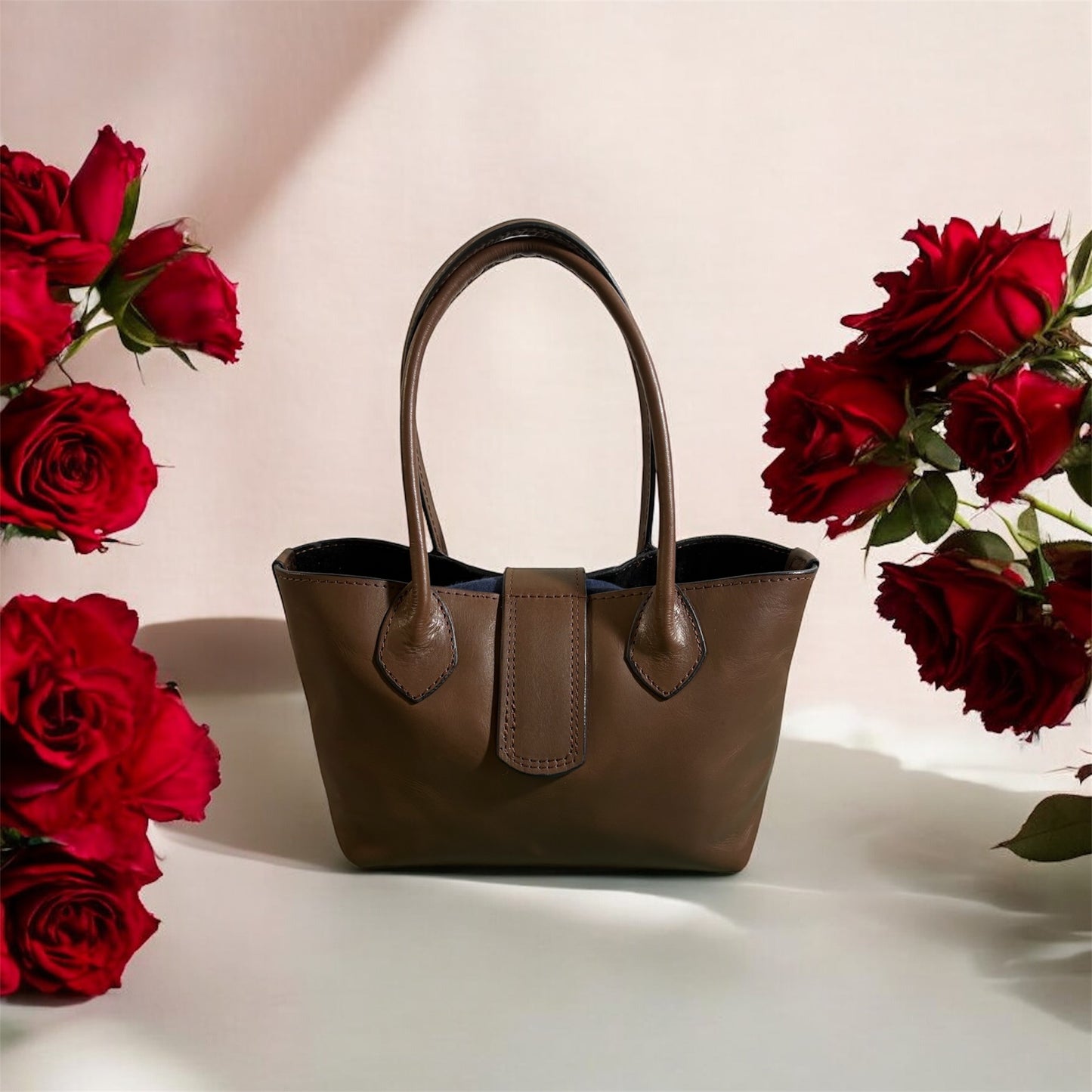Reynaga Leather Mini Tote Bag - Elegant Design with Velvet Interior for Everyday Use