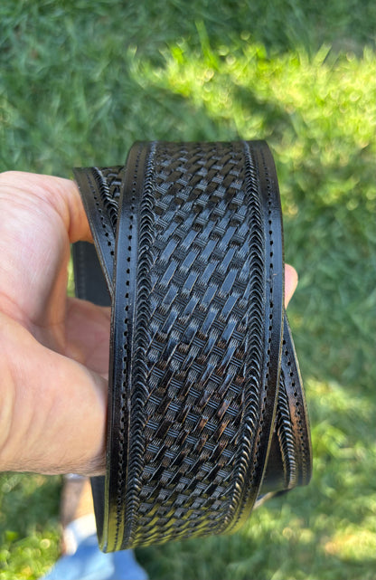 Chiseled Leather Belt Handmade, Custom Only, Black and Brown, 1.5" or 1.75" width, Premium Quality Full Grain Cowhide with Custom Buckle.