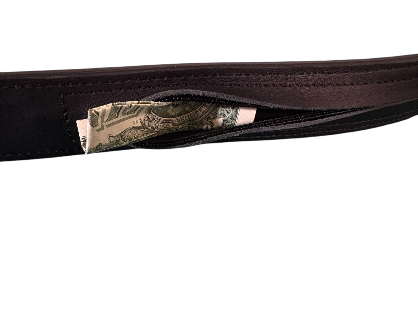 Reynaga Stitched Black Belt with Zipper