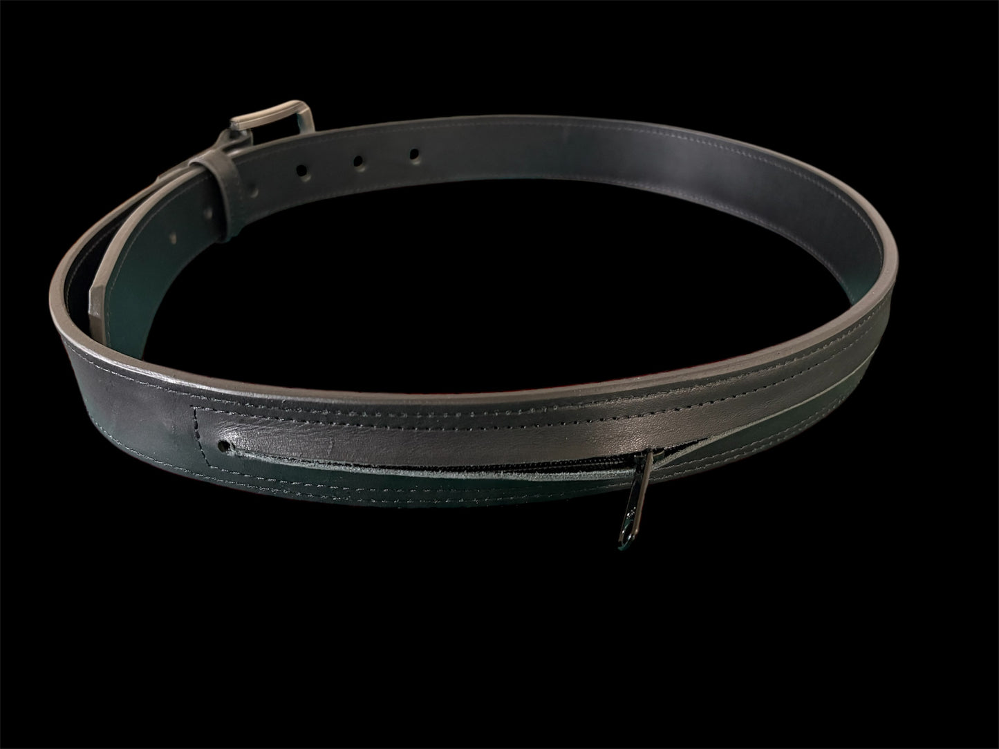 Reynaga Stitched Black Belt with Zipper